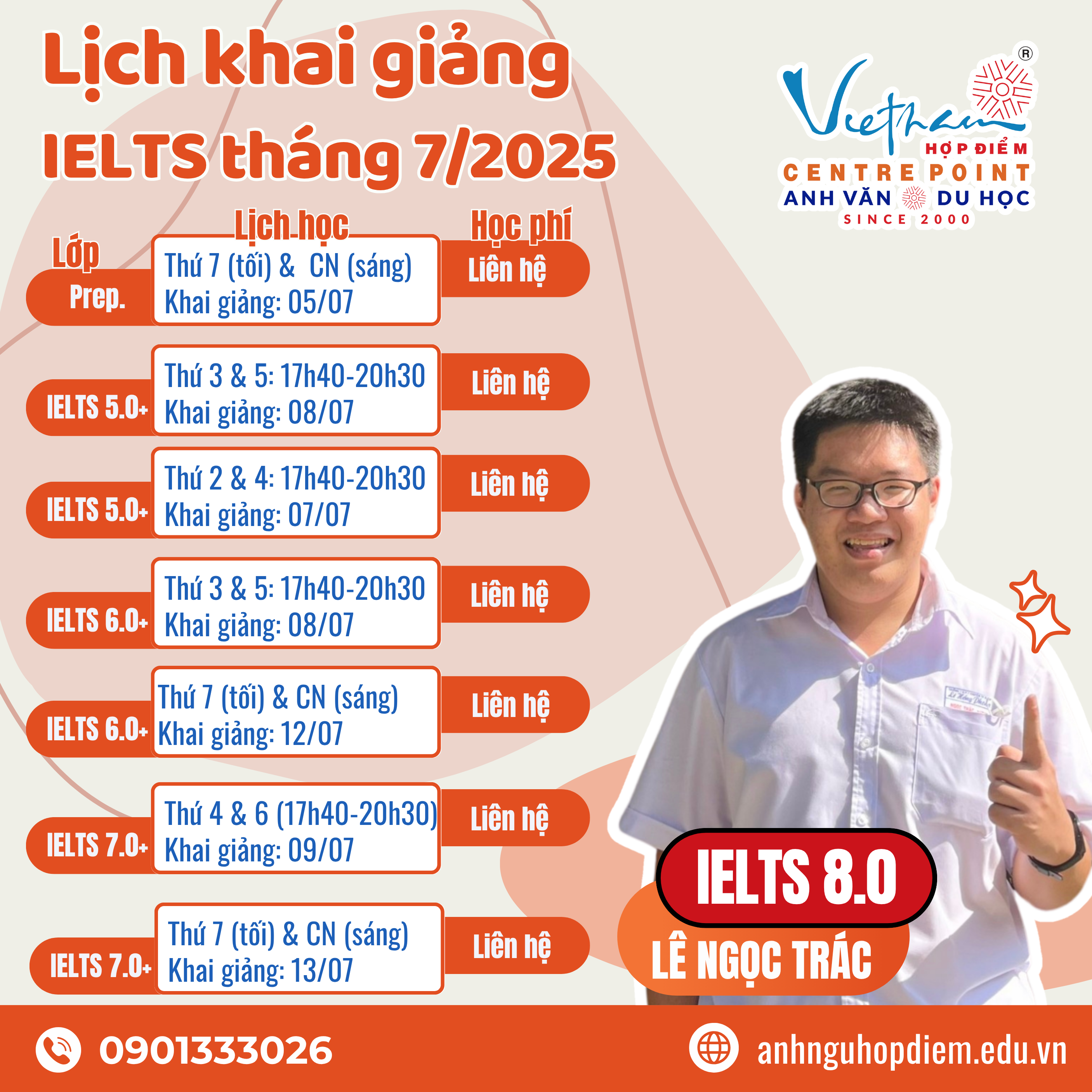 Lịch khai giảng lớp IELTS Tháng 7.2025
